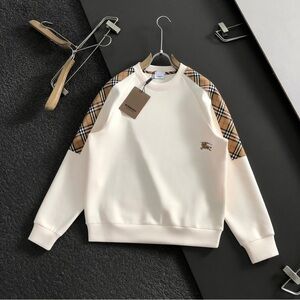 Burberry Cream Sweatshirt with Plaid Shoulders